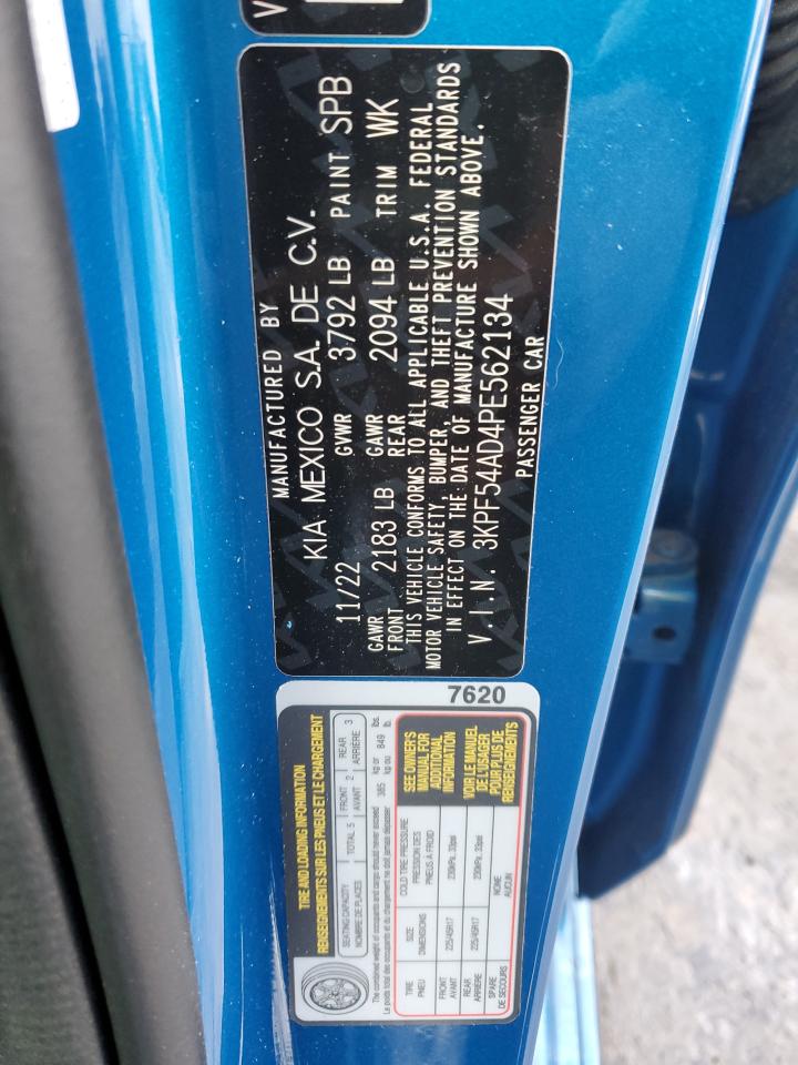 2023 KIA FORTE GT LINE VIN:3KPF54AD4PE562134