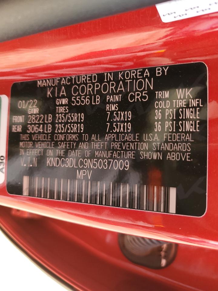 2022 KIA EV6 LIGHT VIN:KNDC3DLC9N5037009