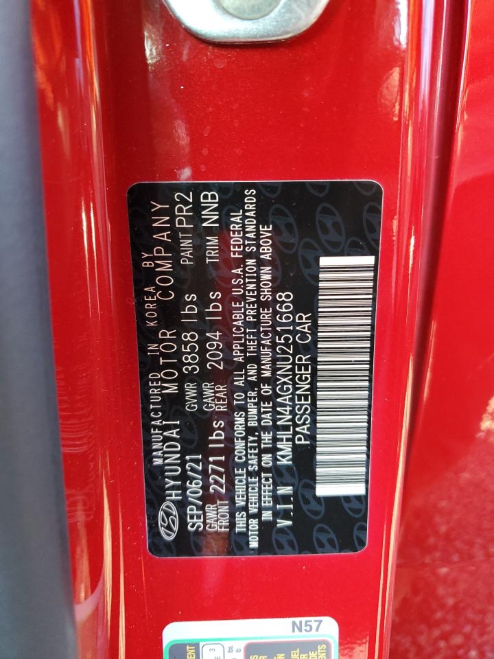 2022 HYUNDAI ELANTRA SEL VIN:KMHLN4AGXNU251668