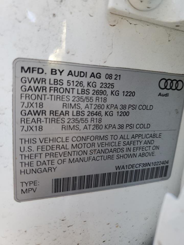 2022 AUDI Q3 PREMIUM S LINE 45 VIN:WA1DECF39N1022404