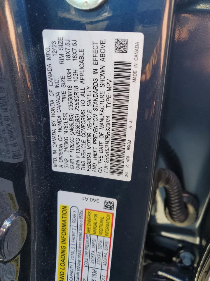 2024 HONDA CR-V EX VIN:2HKRS3H42RH320074