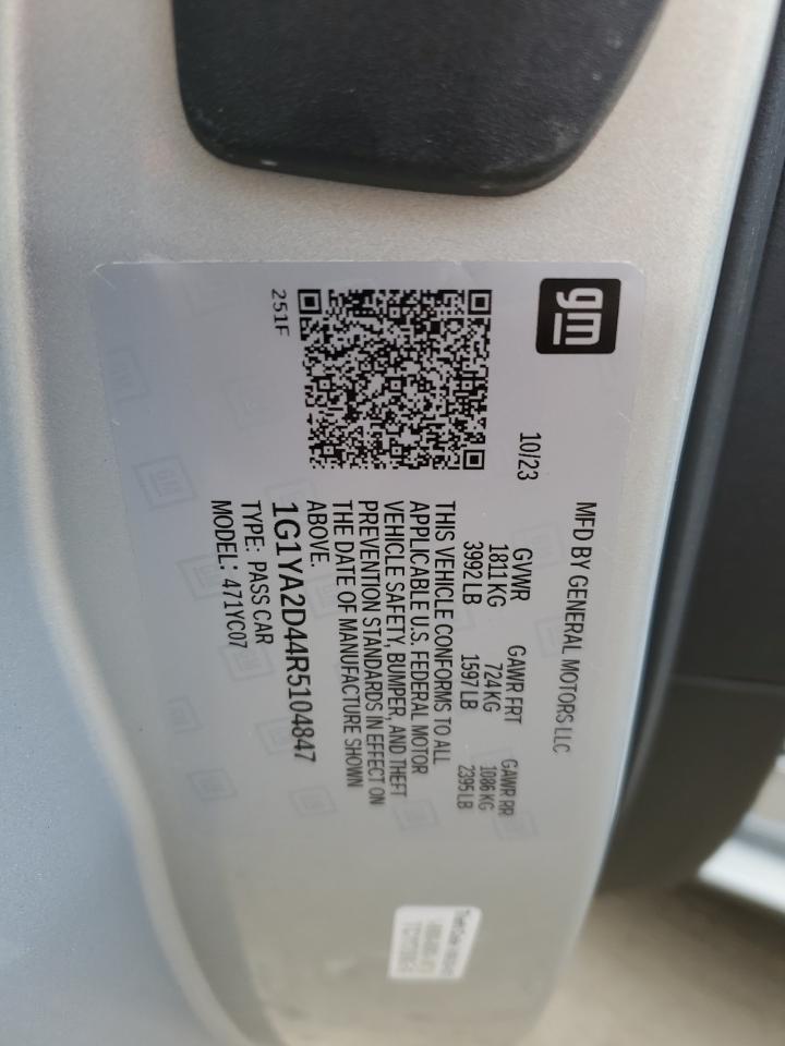 2024 CHEVROLET CORVETTE STINGRAY 1LT VIN:1G1YA2D44R5104847