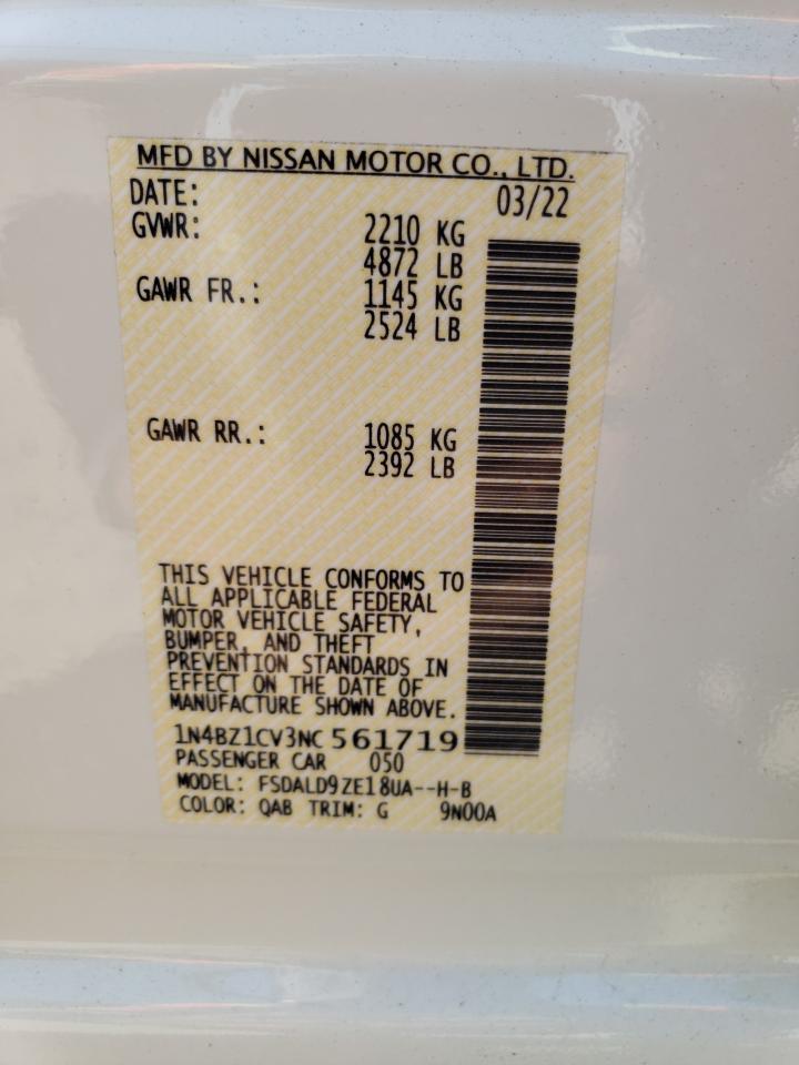 2022 NISSAN LEAF SV PLUS VIN:1N4BZ1CV3NC561719