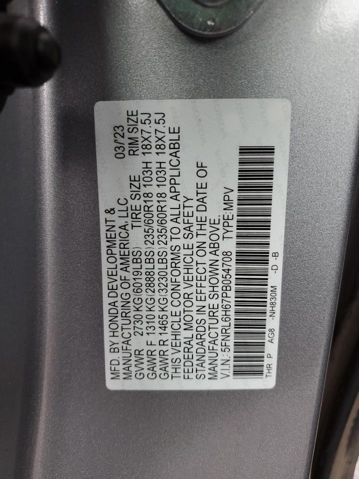 2023 HONDA ODYSSEY EXL VIN:5FNRL6H67PB054708