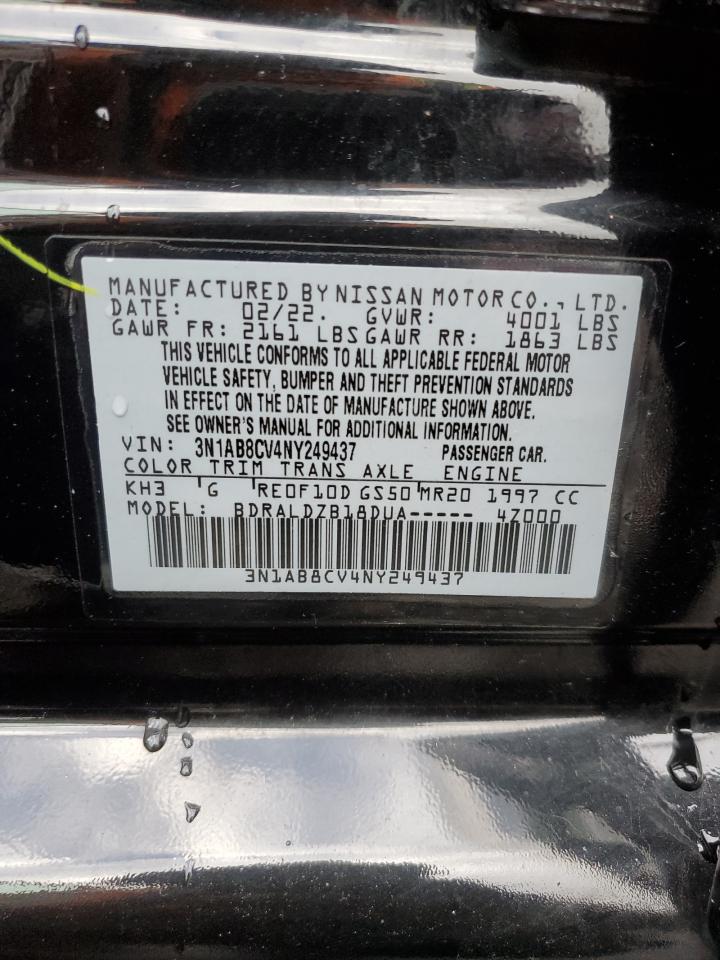 2022 NISSAN SENTRA SV VIN:3N1AB8CV4NY249437