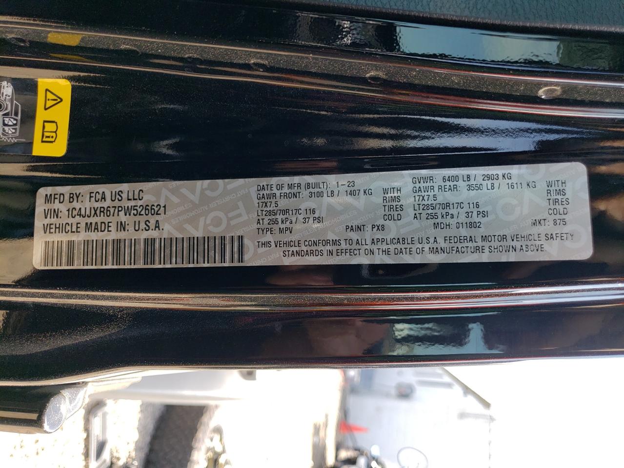 2023 JEEP WRANGLER RUBICON 4XE VIN:1C4JJXR67PW526621