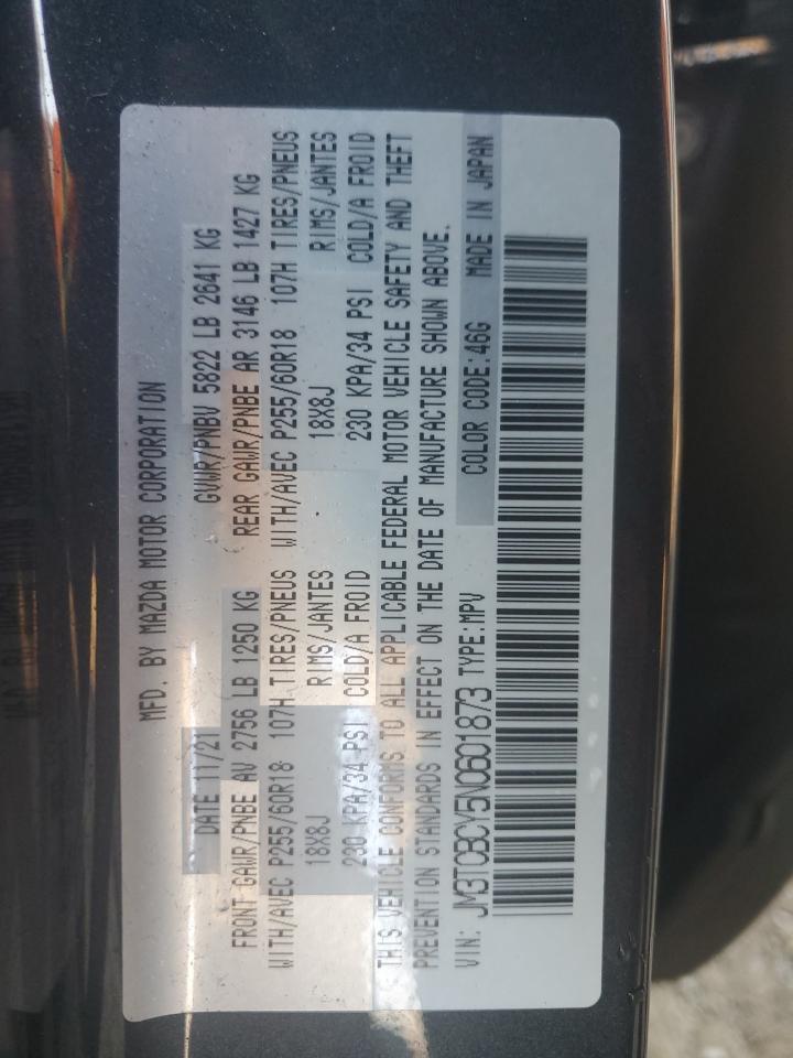2022 MAZDA CX-9 TOURING VIN:JM3TCBCY5N0601873