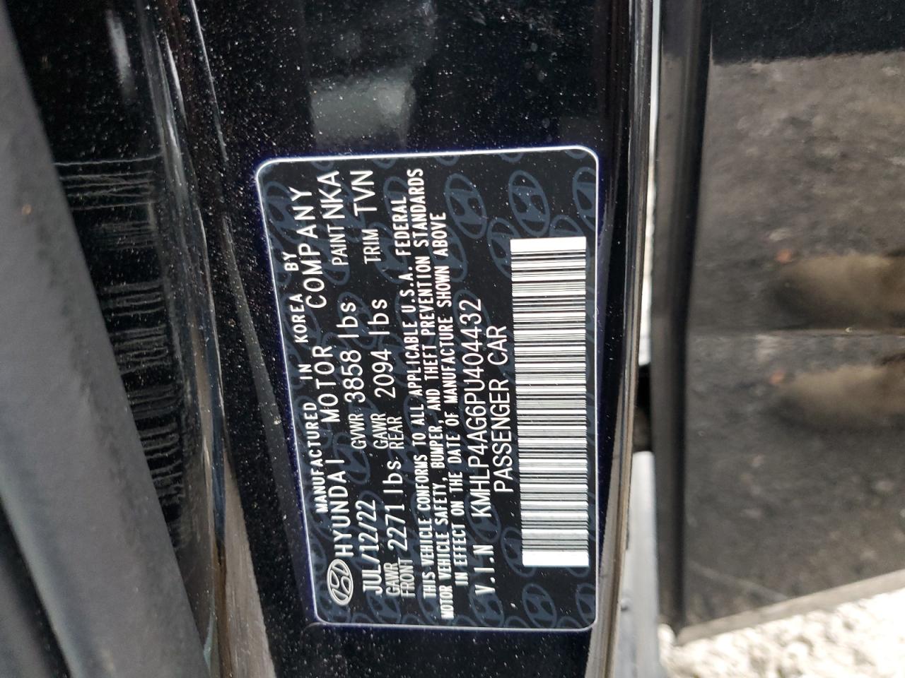 2023 HYUNDAI ELANTRA LIMITED VIN:KMHLP4AG6PU404432