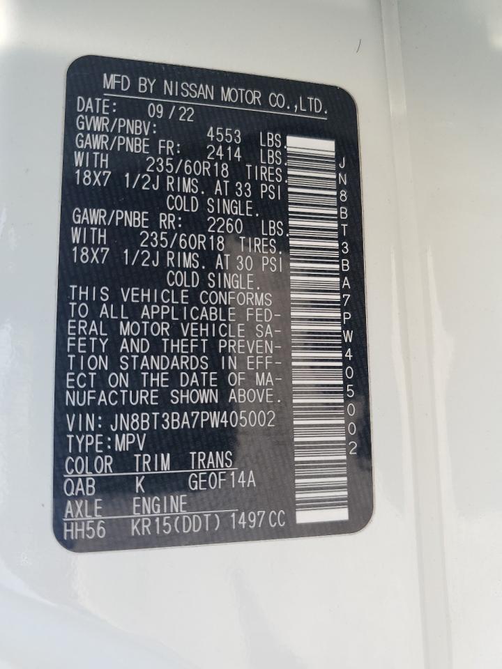 2023 NISSAN ROGUE SV VIN:JN8BT3BA7PW405002