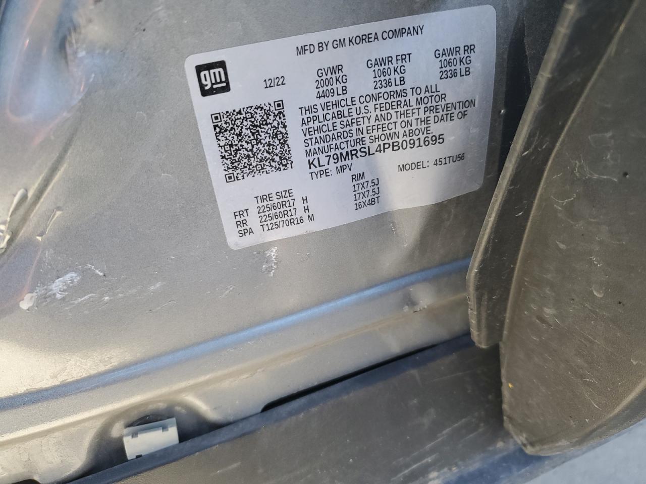 2023 CHEVROLET TRAILBLAZER LT VIN:KL79MRSL4PB091695