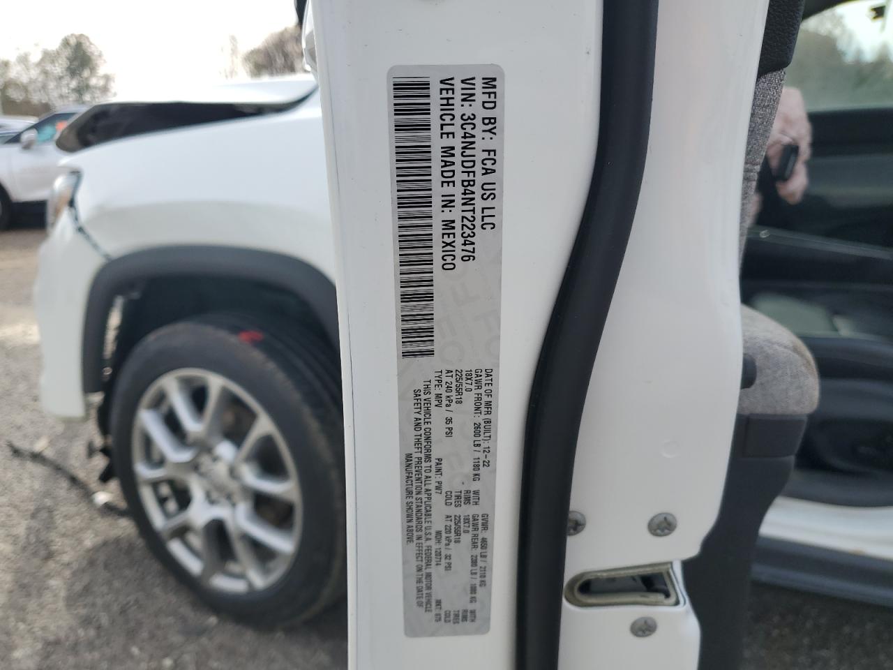 2022 JEEP COMPASS LATITUDE LUX VIN:3C4NJDFB4NT223476