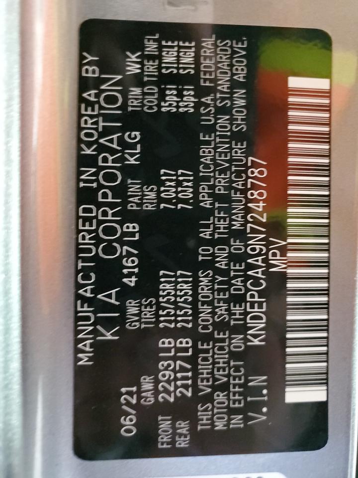 2022 KIA SELTOS LX VIN:KNDEPCAA9N7248787