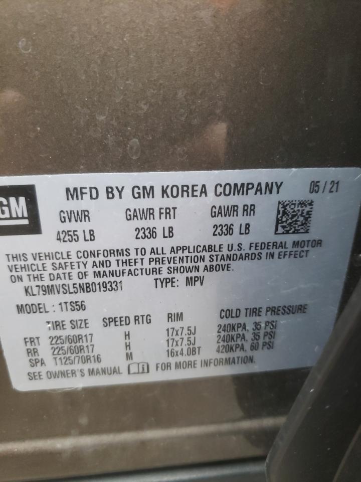 2022 CHEVROLET TRAILBLAZER ACTIV VIN:KL79MVSL5NB019331