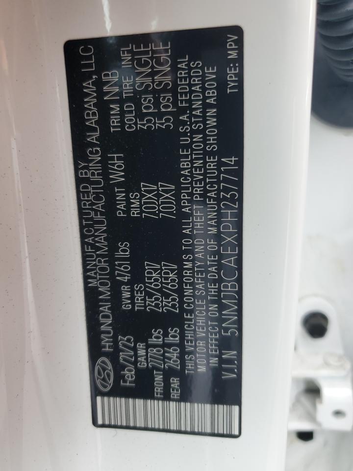 2023 HYUNDAI TUCSON SEL VIN:5NMJBCAEXPH237714