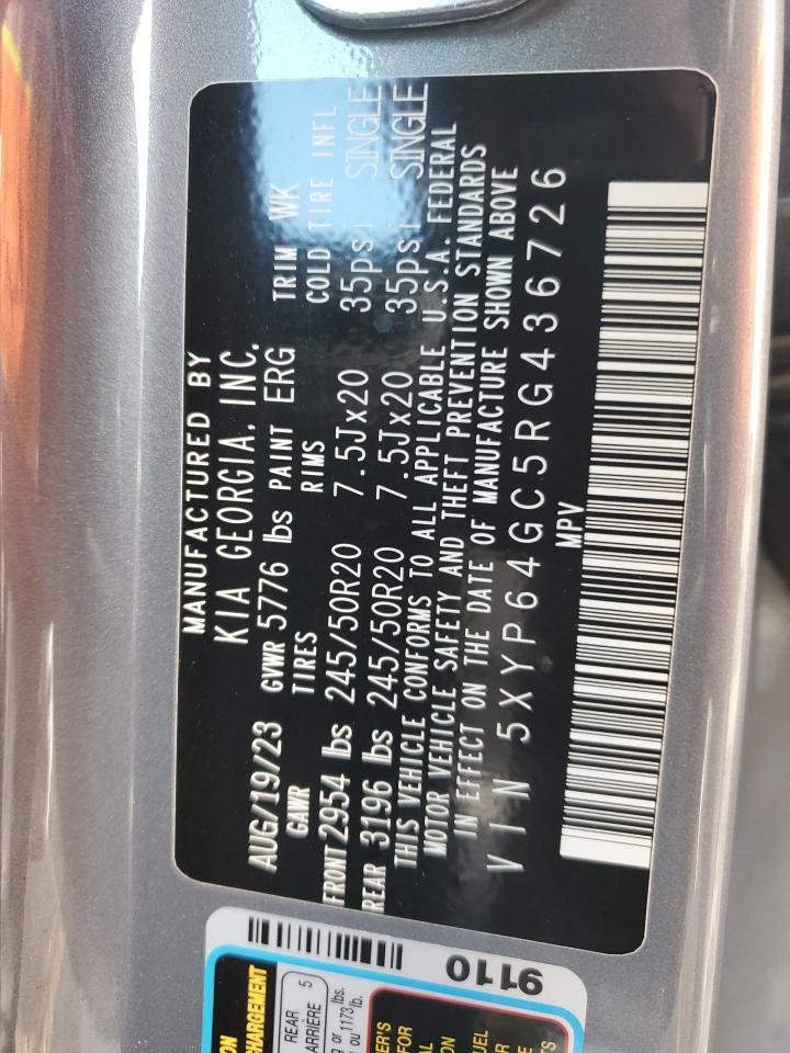 2024 KIA TELLURIDE S VIN:5XYP64GC5RG436726