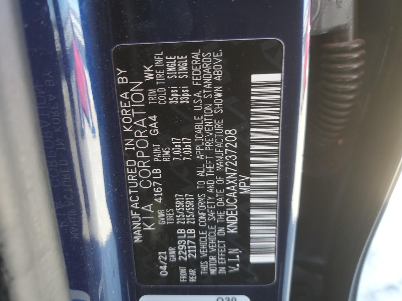 2022 KIA SELTOS S VIN:KNDEUCAAXN7237208