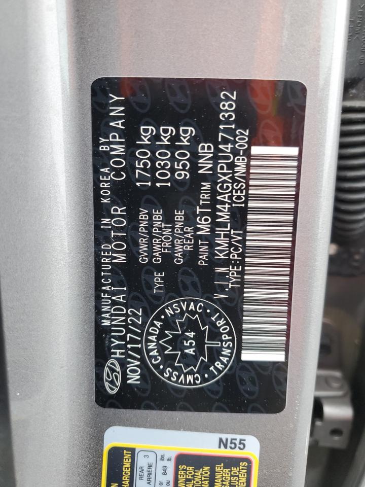 2023 HYUNDAI ELANTRA SEL VIN:KMHLM4AGXPU471382