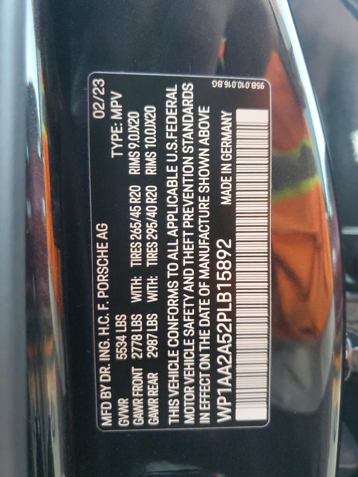 2023 PORSCHE MACAN BASE VIN:WP1AA2A52PLB15892