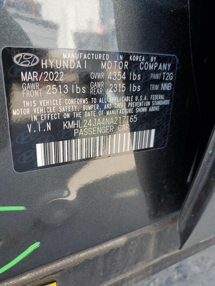 2022 HYUNDAI SONATA SE VIN:KMHL24JA4NA217165