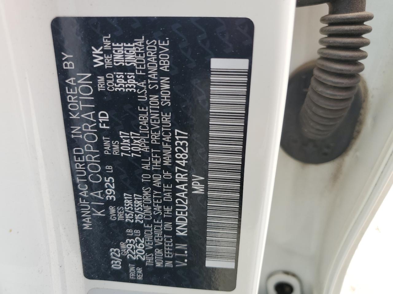2024 KIA SELTOS S VIN:KNDEU2AA1R7482317