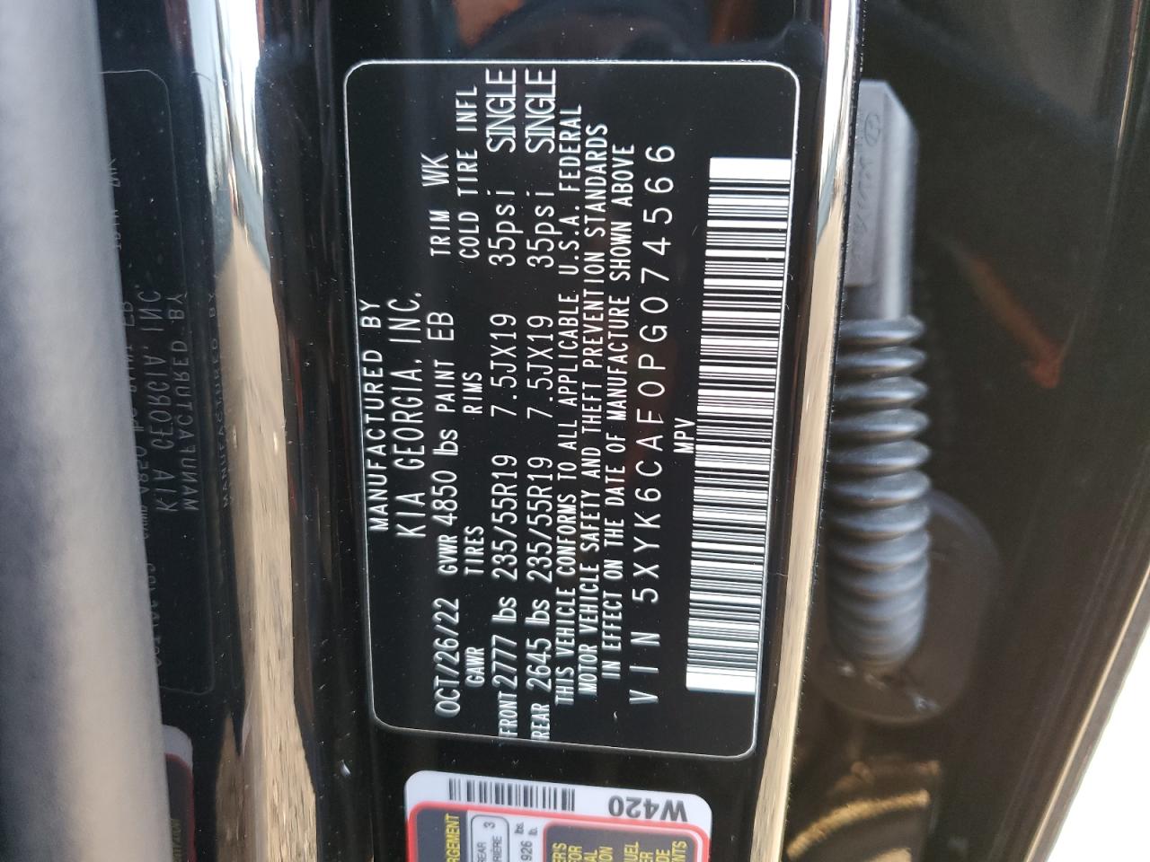 2023 KIA SPORTAGE X LINE VIN:5XYK6CAF0PG074566