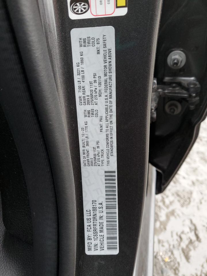 2024 RAM 1500 LARAMIE VIN:1C6SRFRT0RN188170