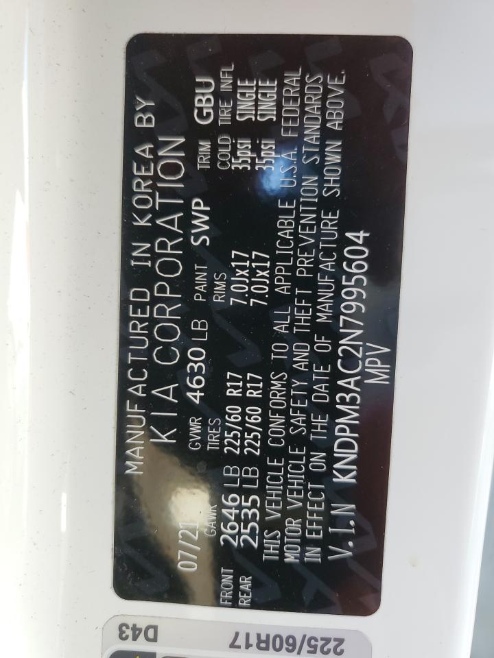 2022 KIA SPORTAGE LX VIN:KNDPM3AC2N7995604