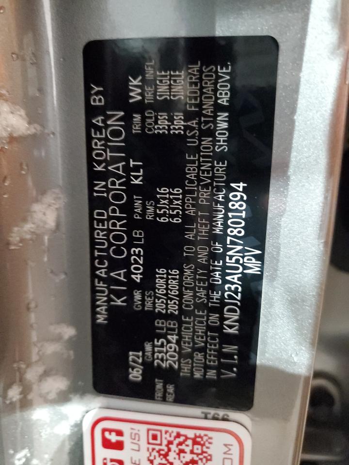 2022 KIA SOUL LX VIN:KNDJ23AU5N7801894
