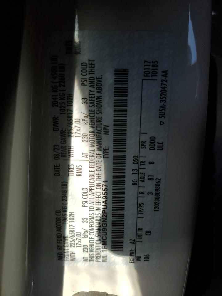 2023 FORD ESCAPE ACTIVE VIN:1FMCU9GN2PUA95571