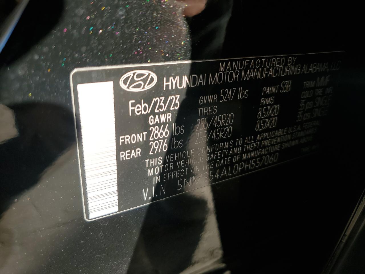 2023 HYUNDAI SANTA FE CALLIGRAPHY VIN:5NMS54AL0PH557060