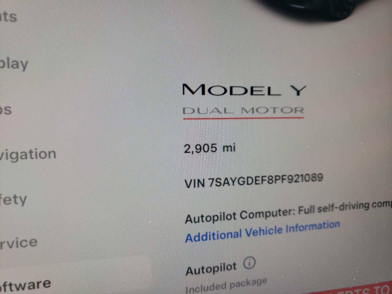 2023 TESLA MODEL Y  VIN:7SAYGDEF8PF921089