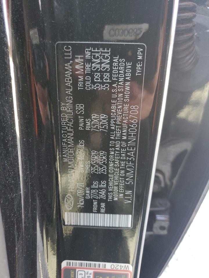 2022 HYUNDAI TUCSON SEL VIN:5NMJF3AE1NH066708