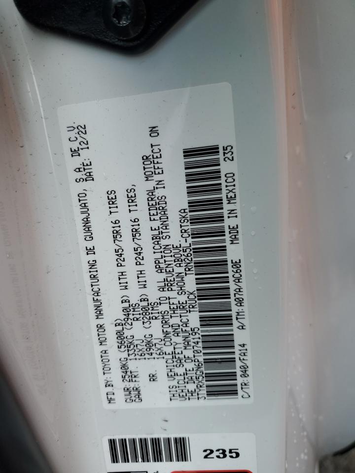 2023 TOYOTA TACOMA ACCESS CAB VIN:3TYRX5GN6PT074195