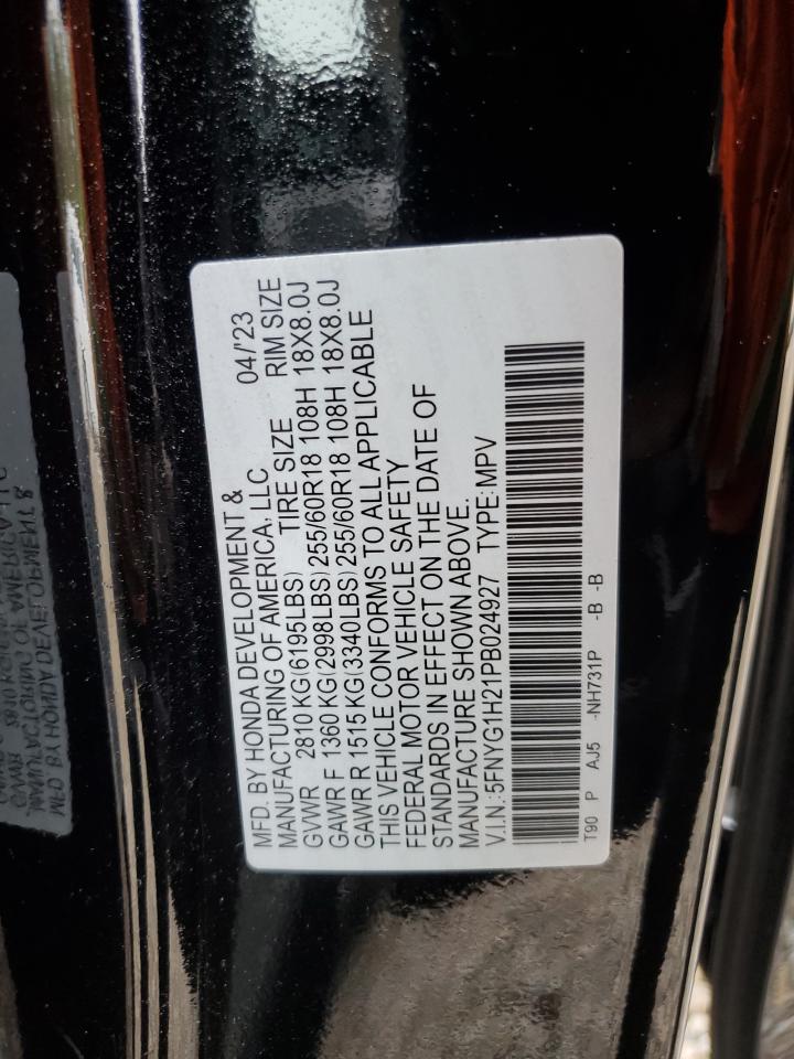 2023 HONDA PILOT LX VIN:5FNYG1H21PB024927