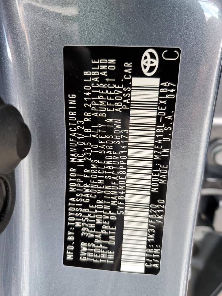 2023 TOYOTA COROLLA LE VIN:5YFB4MDE8PP014173