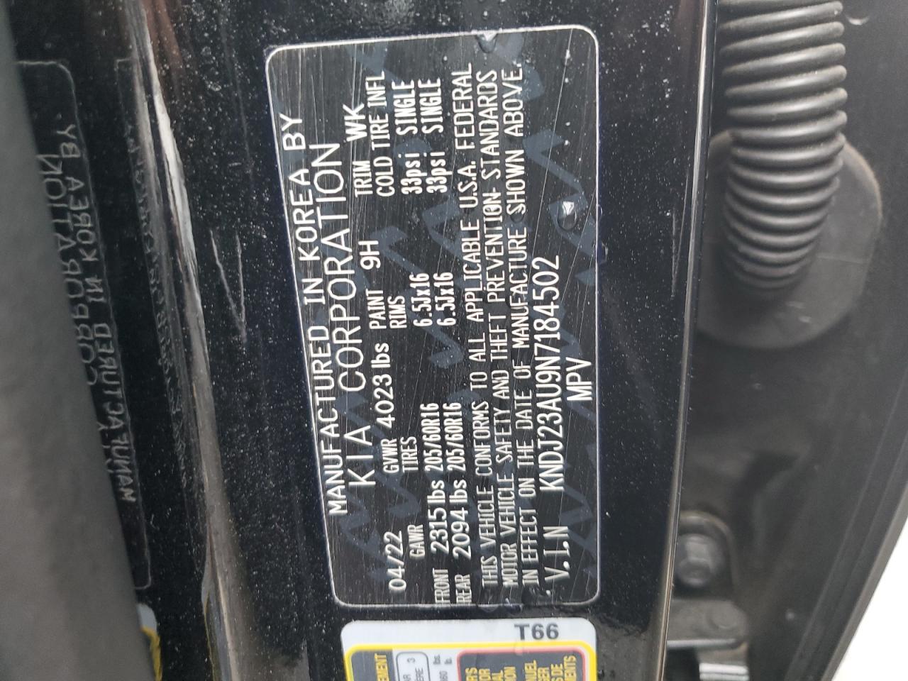 2022 KIA SOUL LX VIN:KNDJ23AU9N7184502