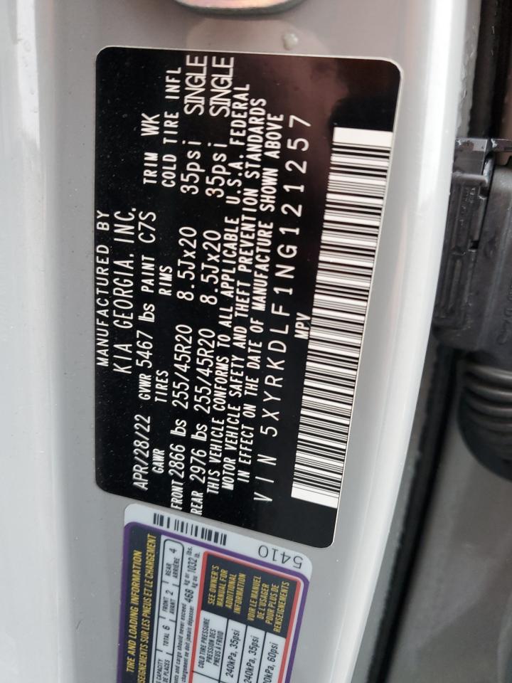 2022 KIA SORENTO SX VIN:5XYRKDLF1NG121257