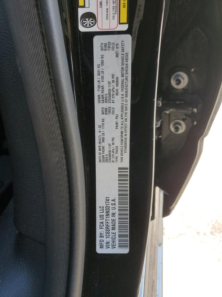 2022 RAM 1500 BIG HORN/LONE STAR VIN:1C6SRFFT1NN331741