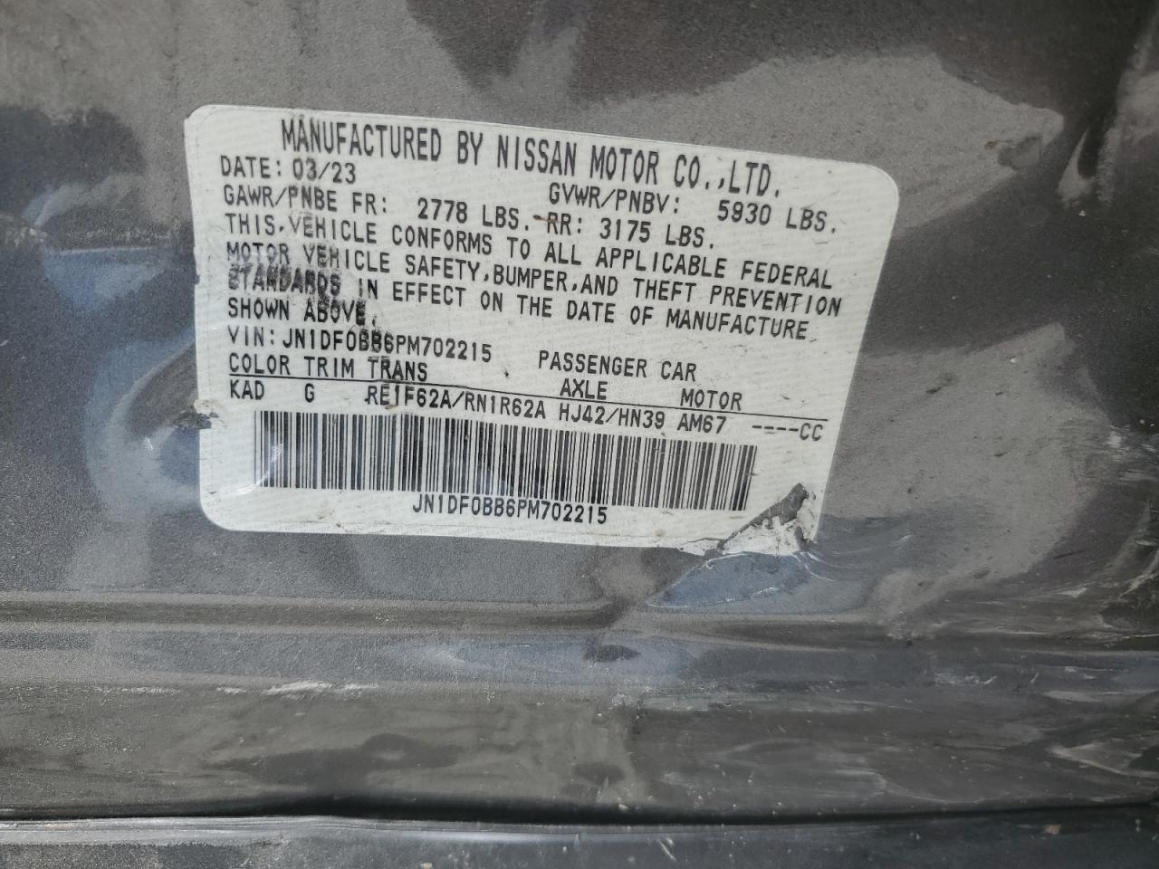 2023 NISSAN ARIYA EVOLVE+ VIN:JN1DF0BB6PM702215