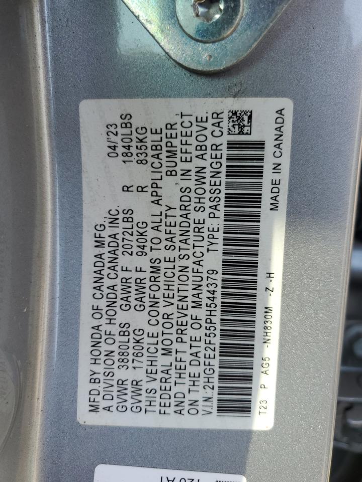 2023 HONDA CIVIC SPORT VIN:2HGFE2F55PH544379