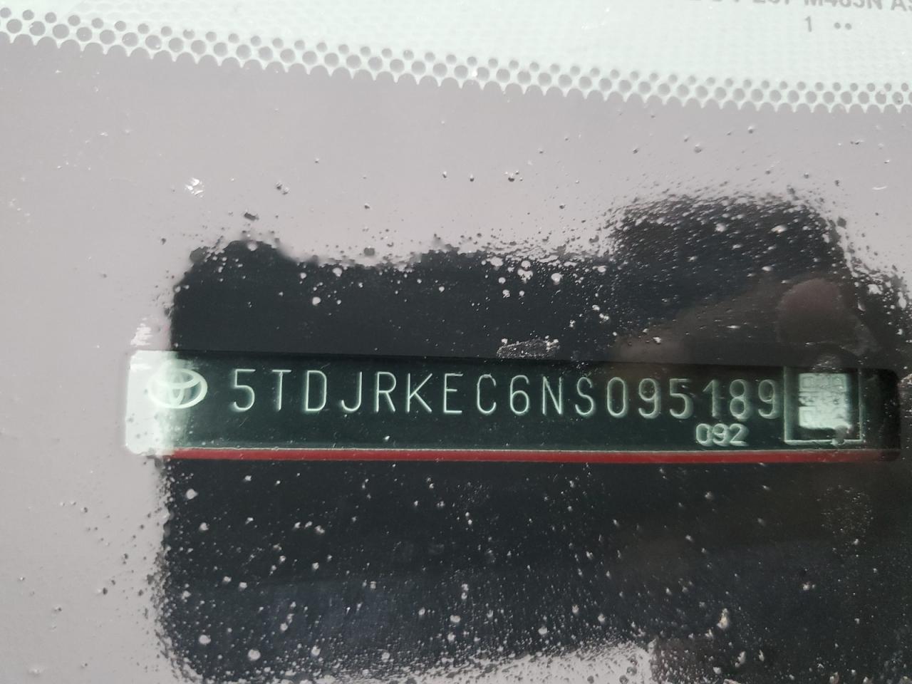 2022 TOYOTA SIENNA XLE VIN:5TDJRKEC6NS095189