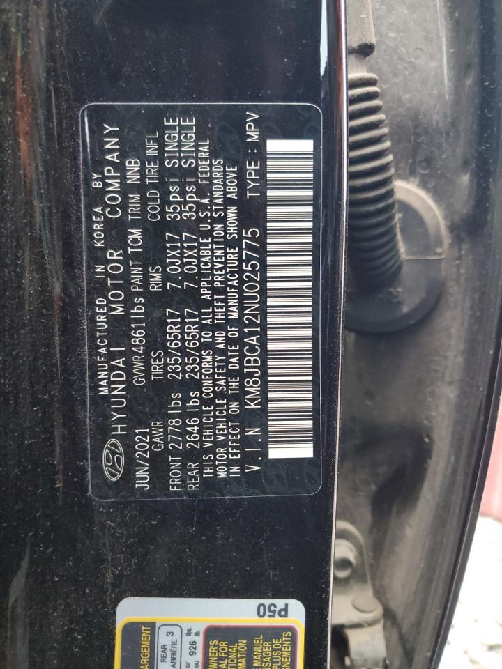 2022 HYUNDAI TUCSON BLUE VIN:KM8JBCA12NU025775