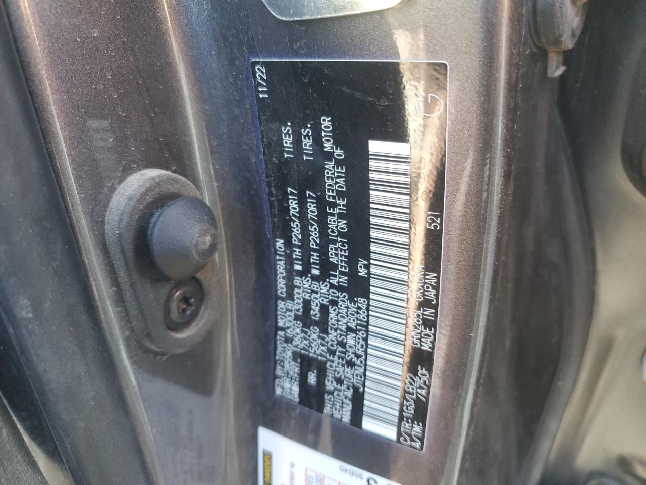2023 TOYOTA 4RUNNER SE VIN:JTENU5JR5P6118648