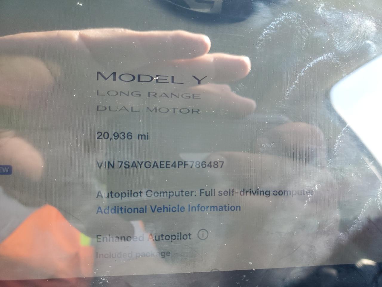 2023 TESLA MODEL Y  VIN:7SAYGAEE4PF786487