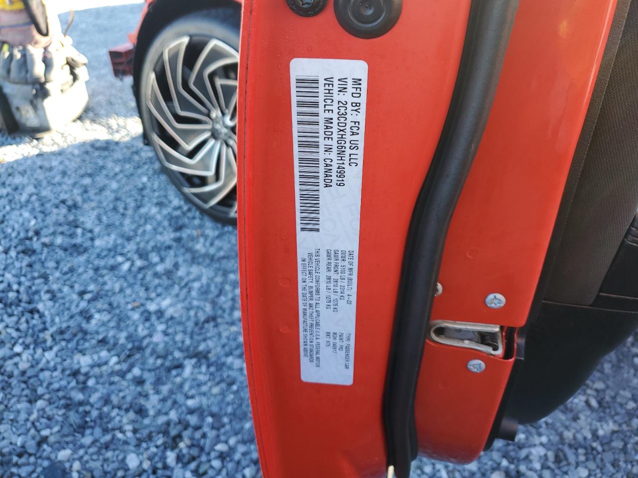 2022 DODGE CHARGER GT VIN:2C3CDXHG6NH149919