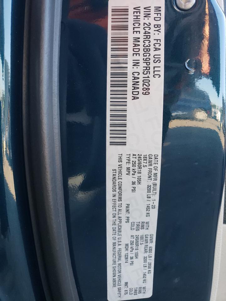 2023 CHRYSLER PACIFICA TOURING L VIN:2C4RC3BG9PR510289