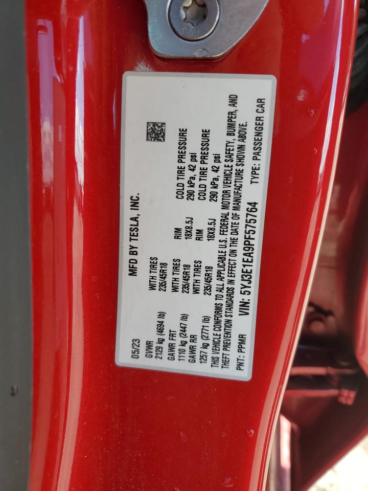 2023 TESLA MODEL 3  VIN:5YJ3E1EA9PF575764