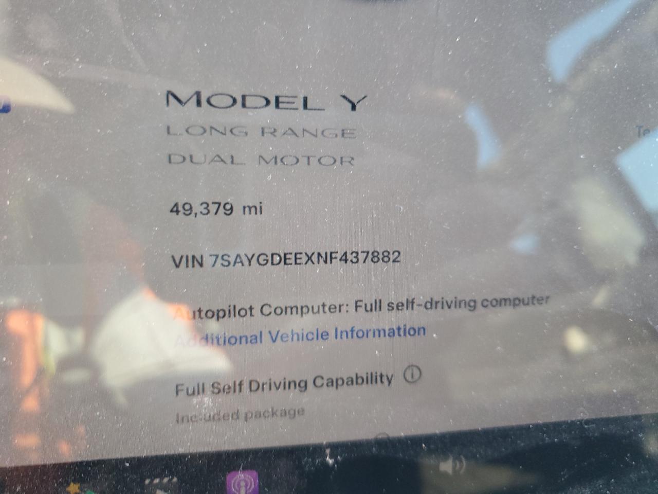 2022 TESLA MODEL Y  VIN:7SAYGDEEXNF437882