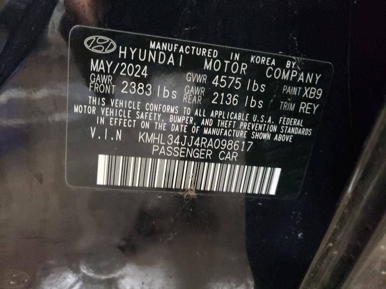 2024 HYUNDAI SONATA HYBRID VIN:3FA6P0HD1GR209518