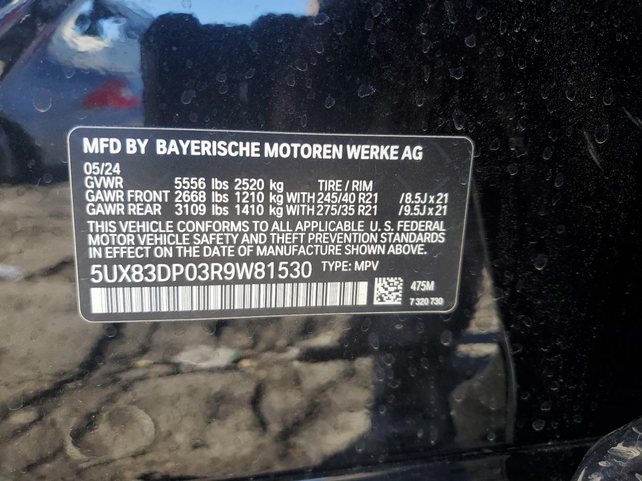 2024 BMW X3 M40I VIN:5UX83DP03R9W81530